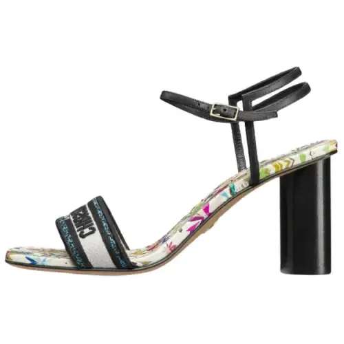DIOR Dway Leather One Strap Sandals 8cm Women's White