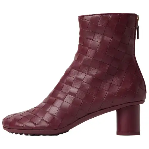 Bottega Veneta Atomic Sheepskin Ankle Boots 5CM Women's Burgundy