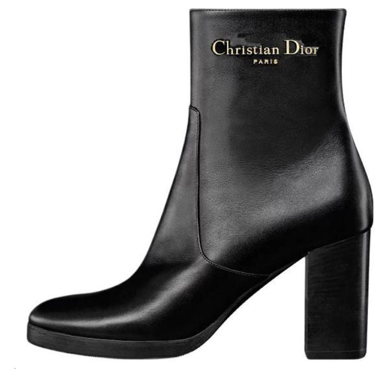DIOR D Town Calfskin Ankle Boots 7.5cm Women's Black