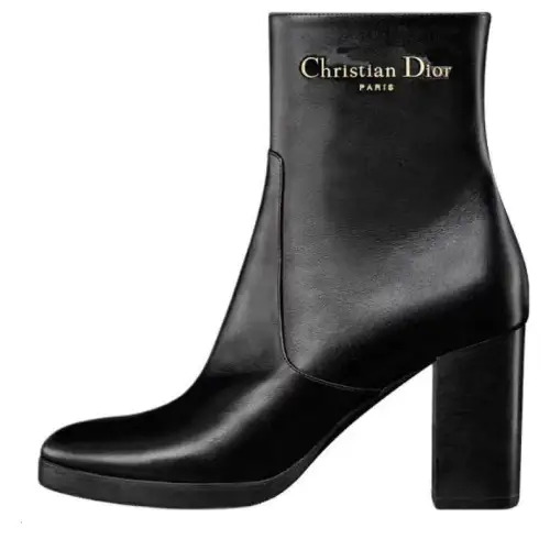 DIOR D Town Calfskin Ankle Boots 7.5cm Women's Black