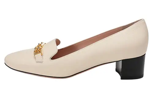 BALLY Bally SS22 cowhide horsebit shallow mouth thick heel high heels women bone white