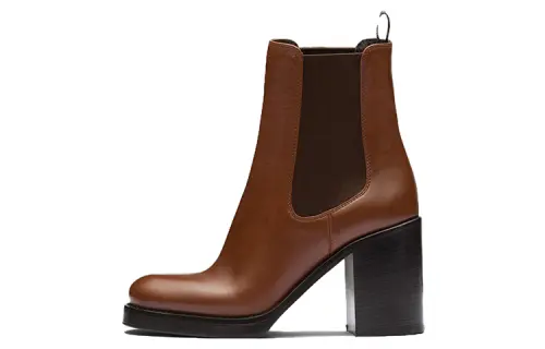 PRADA Brushed Leather 85mm Ankle Boots