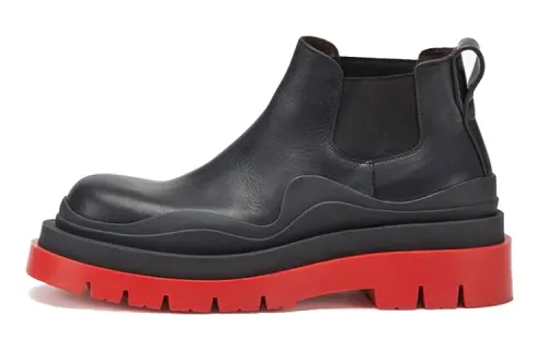 Bottega Veneta Tire Ankle Chelsea Boot Black Red Women's