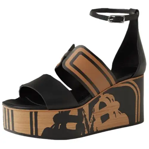 HERMES Kalis One Strap Sandals 9.4cm Women's Black