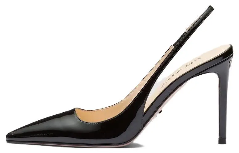 PRADA Patent Leather Slim Heel High Heels 9.5cm Women's Black