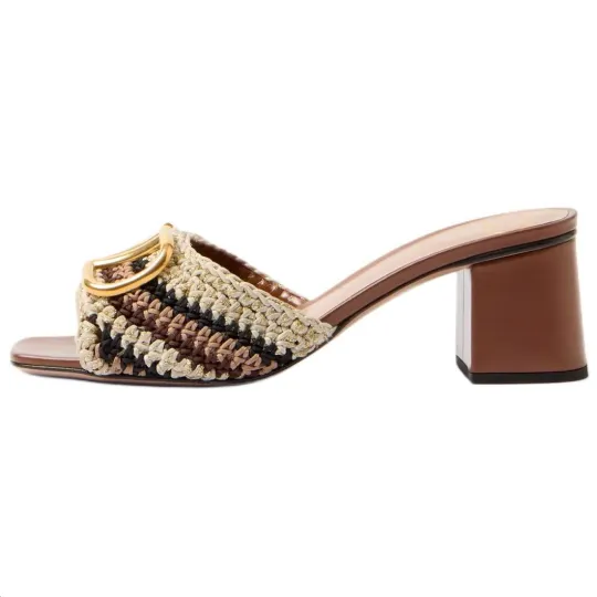 Valentino Slide Slippers 6cm Women's Beige Brown