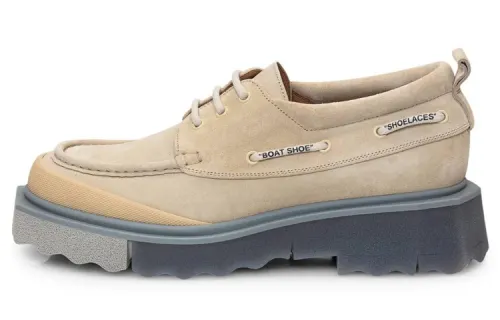 OFF WHITE Sponge Suede Boat Shoe Beige