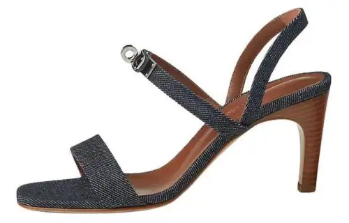 HERMES Glamour One Strap Sandals 7.5cm Women's Blue