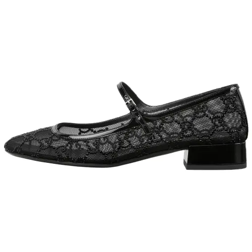 GUCCI Chunky Heel Mary Jane Shoes Women's Black