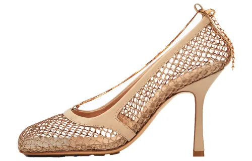 Bottega Veneta Stretch Slim Heel High Heels 9cm Women's Beige Yellow