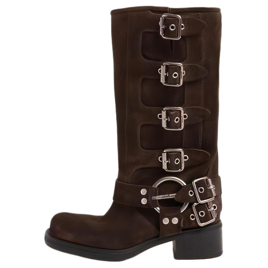 Женские ботинки MIU MIU 5cm (коричневые)