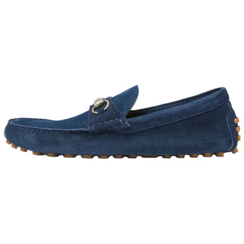 GUCCI Horsebit Gommino Loafers Men's Dark Blue