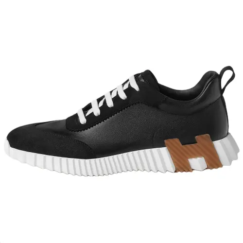 HERMES Bouncing Leather Low top Casual Shoes Men's Black