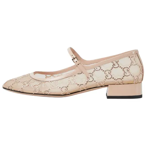 GUCCI Flat Mary Jane Shoes Women's Pink