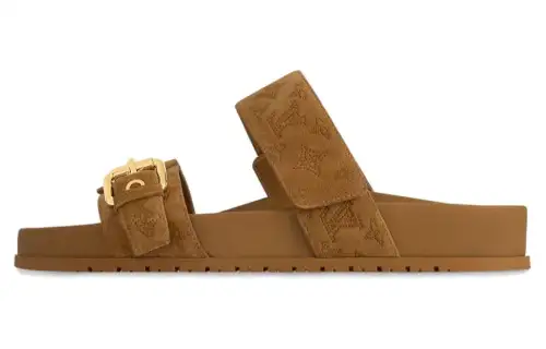 LOUIS VUITTON Bom Dia Fashion Slippers Women's Brown