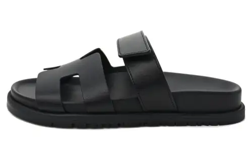 HERMES Chypre Slide Slippers Men's Black