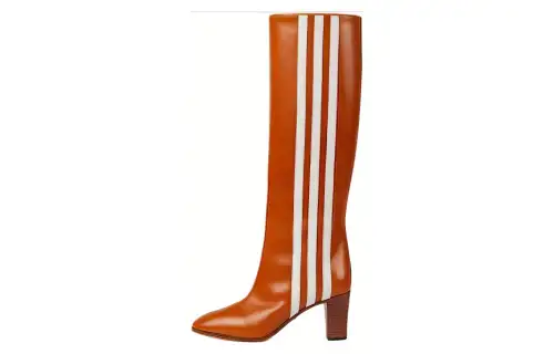 Adidas X GUCCI 73mm Knee High Boots Cognac Leather Women's