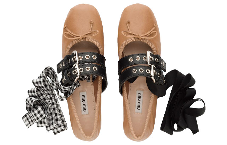 MIU MIU Leather Casual Shoes Women's Nude