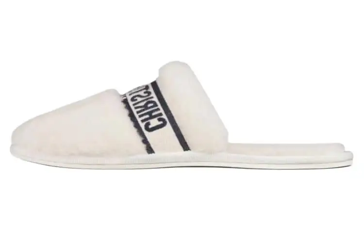 DIOR Chez Moi Closed Toe Slippers Women's White Black