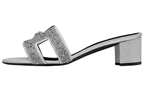 HERMES Oasis Slide Slippers Women's Silver