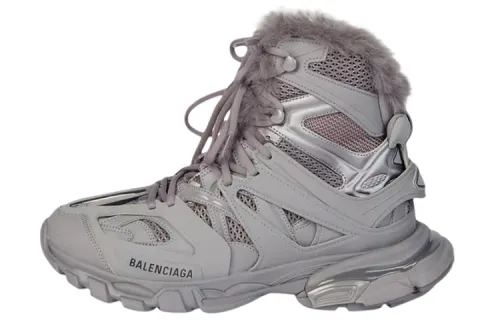 Balenciaga Track Hike Boots Faux Fur Grey