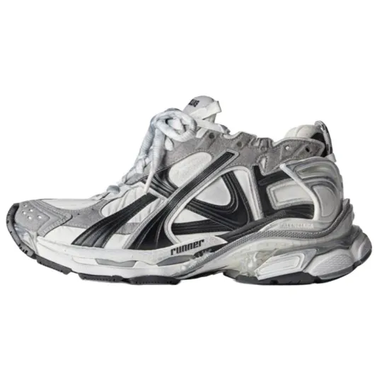Balenciaga Runner Sneakers 'Grey White Black Nylon And Suede Like Fabric'