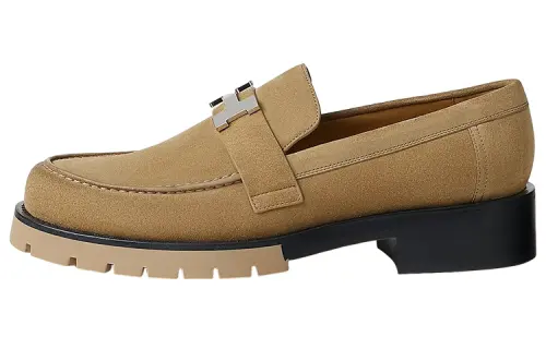 HERMES Gregoire Loafers Men's Low Top Brown