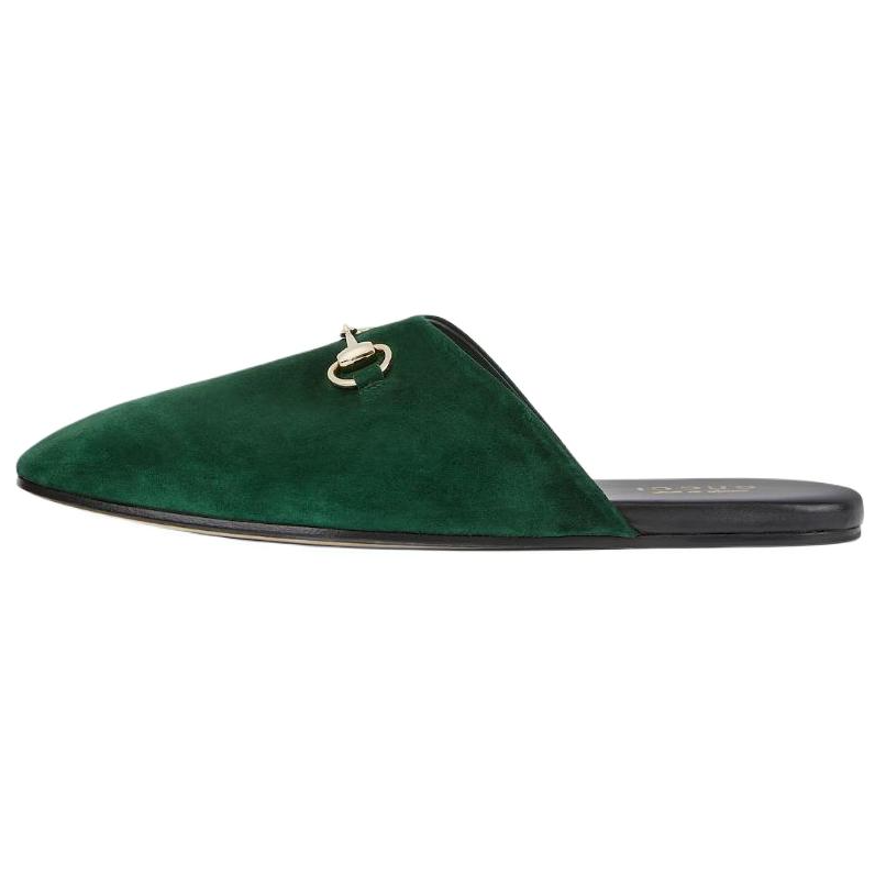 GUCCI Horsebit Closed Toe Slippers Men's Green