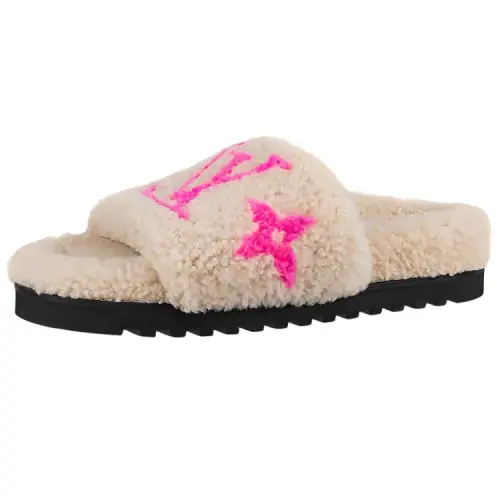 LOUIS VUITTON Slide Slippers Women's Beige Yellow