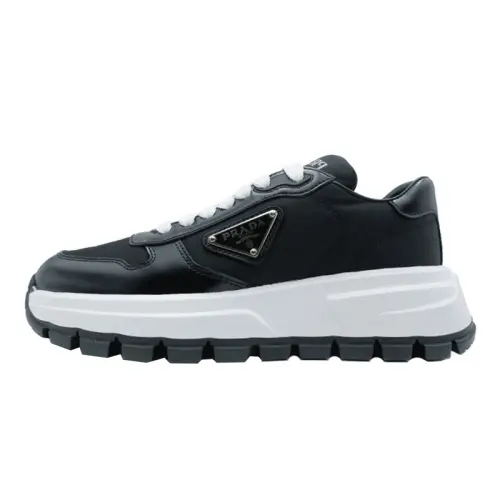 PRADA Prax 01 Cow Leather Lace Up Low top Stylish Skateboarding Shoes Women's Black