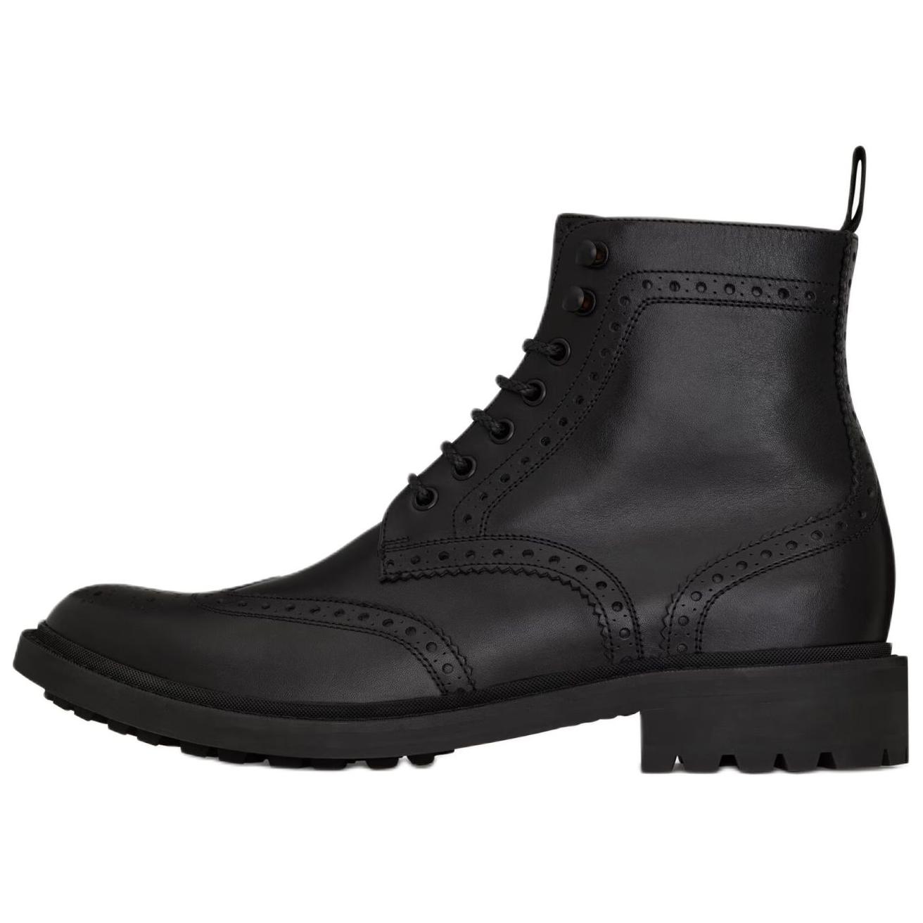 SAINT LAURENT Calfskin Ankle Boots Men's Black