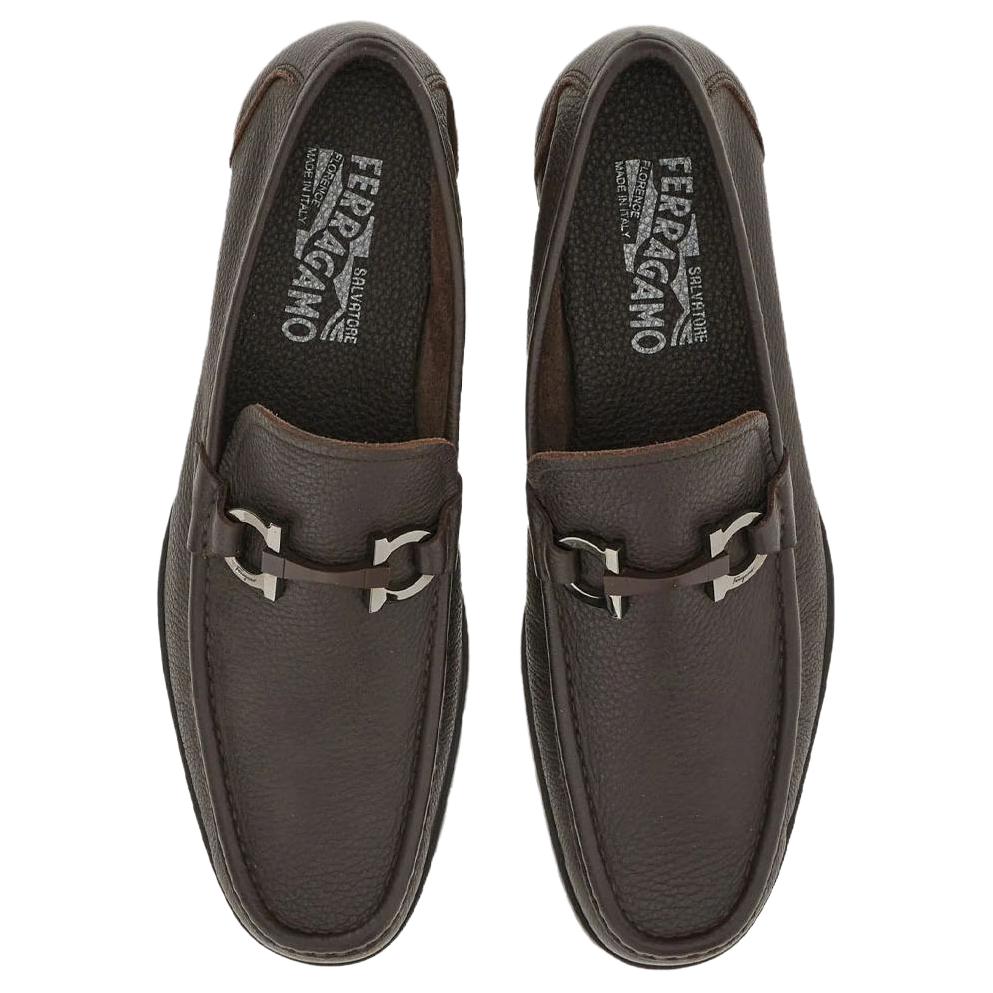 FERRAGAMO Gancini Loafers Men's Dark Brown
