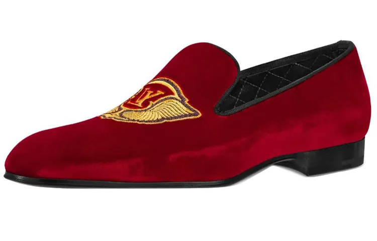 LOUIS VUITTON Auteuil Leather Loafers Men's Red