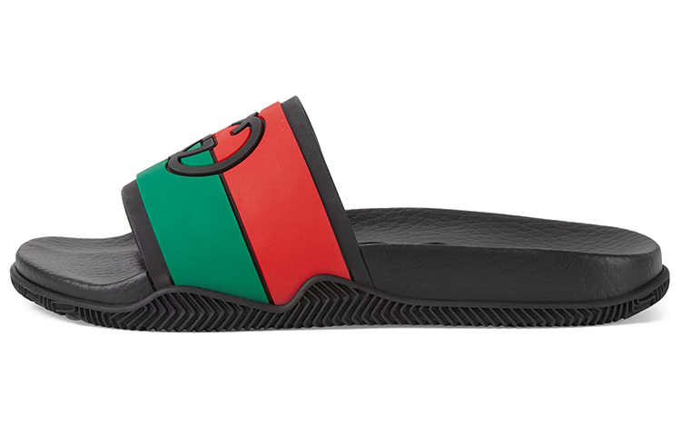 Женские шлепанцы Gucci Interlocking (черные)