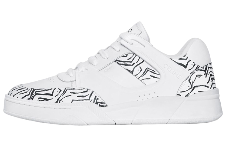 CELINE CT 07 Leather Zebra Print Low top Stylish Skateboarding Shoes Men's White