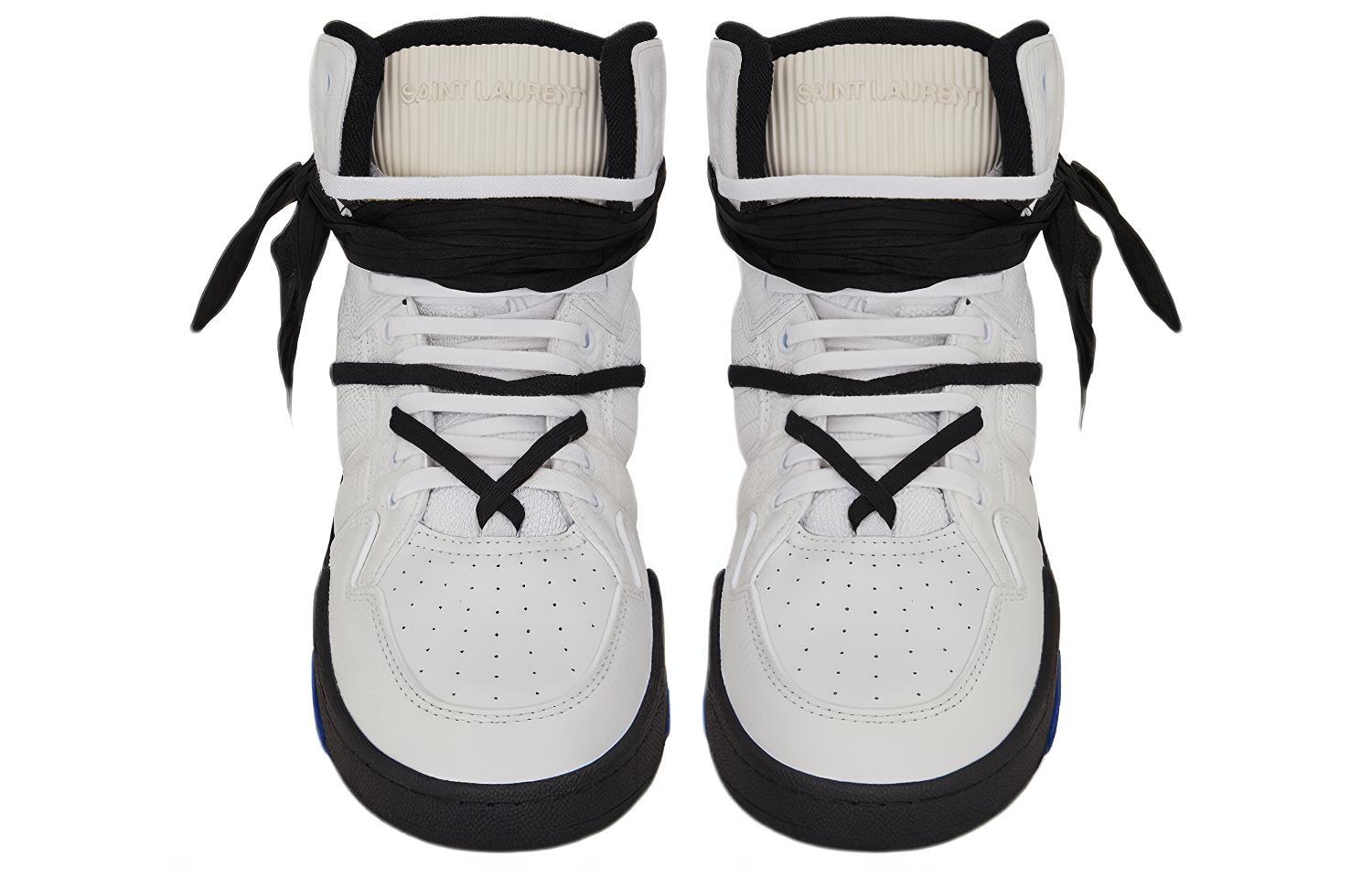 SAINT LAURENT SMITH High top Stylish Skateboarding Shoes Men's White Blue