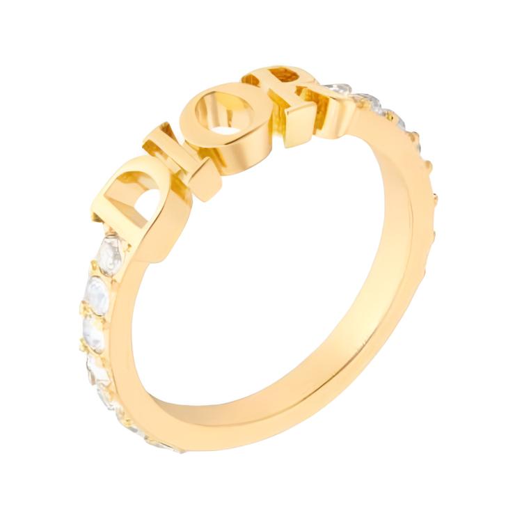 Кольцо Dior Logo Ring (золото с белым)
