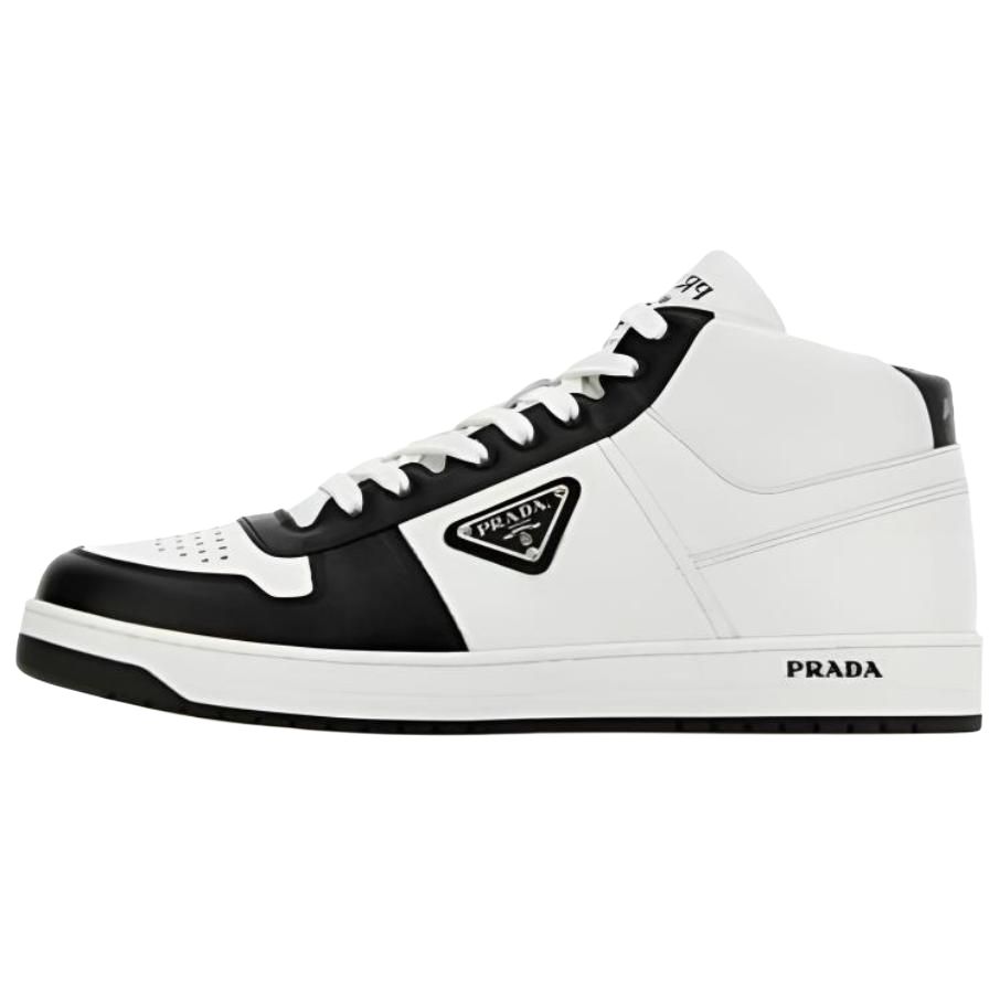 PRADA Downtown Leather High top Skateboard Shoes Men's White