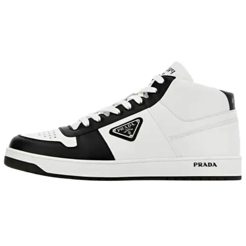 PRADA Downtown Leather High top Skateboard Shoes Men's White