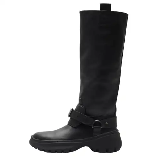 Burberry Stomp Calfskin Knee high Boots Women's Black