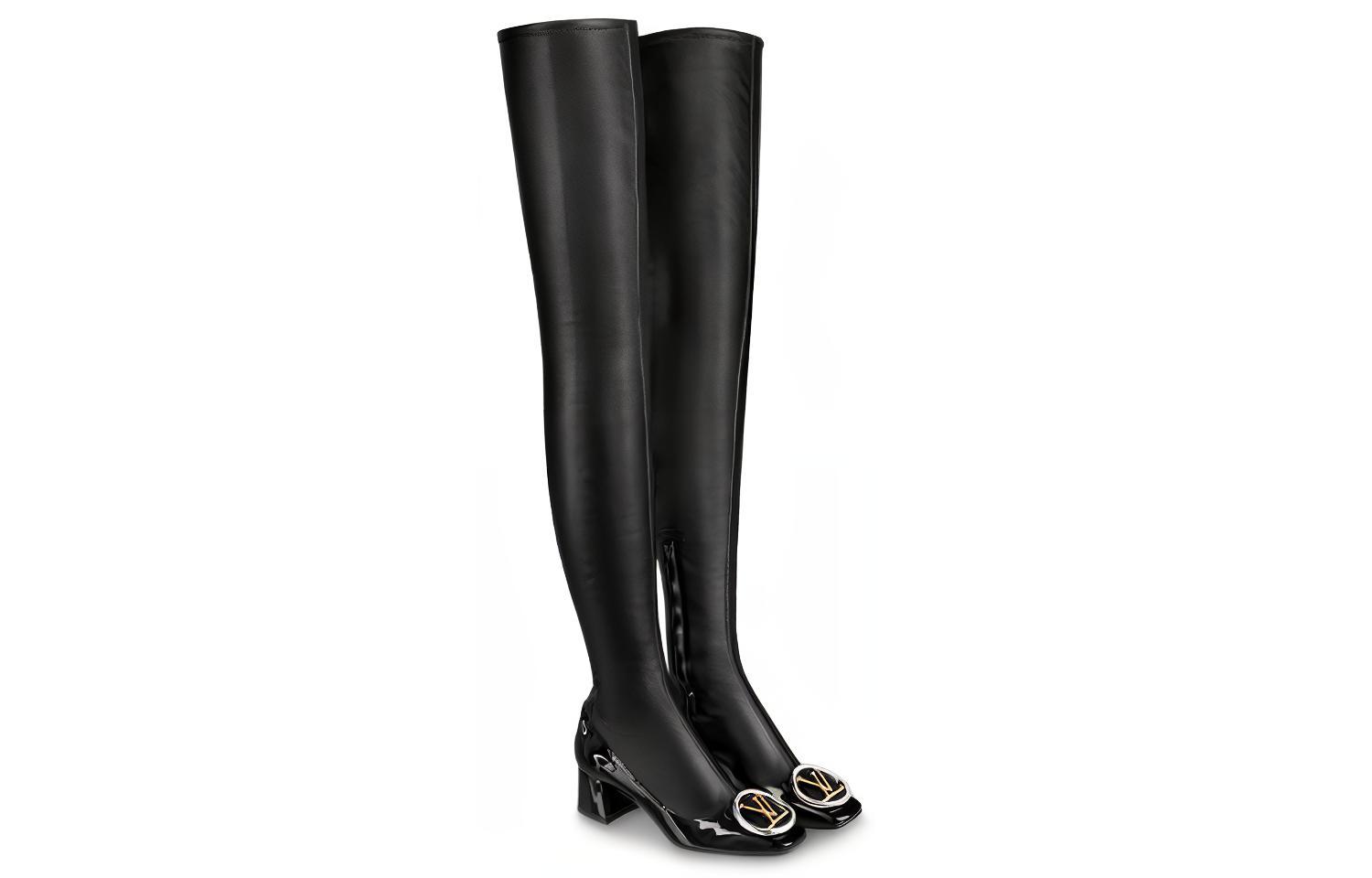LOUIS VUITTON Madeleine High Top Logo Boots 'Black' Women's