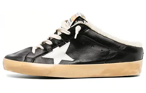 Golden Goose Super Star Sabot Leather Low top Skateboard Shoes Women's Black Distressed