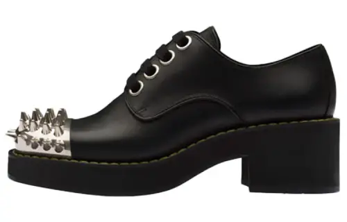 MIU MIU Classic And Versatile Chunky Heel Casual Shoes Women's Black Silver