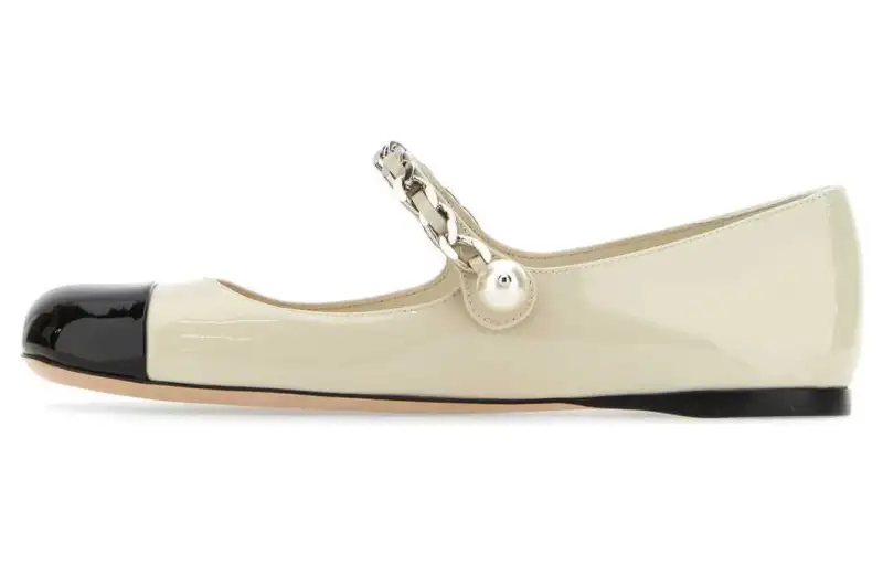 MIU MIU Leather Flat Casual Shoes Women's White Black