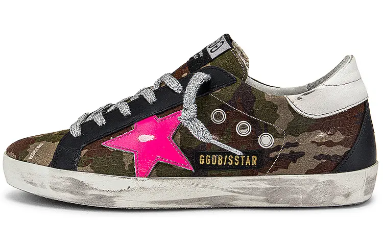 Golden Goose Super Star Low top Skateboard Shoes Women's Camouflage Distressed