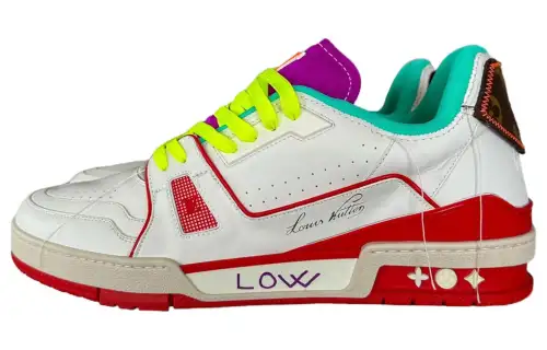 LOUIS VUITTON Trainer Low top Skateboard Shoes Men's White Red Green