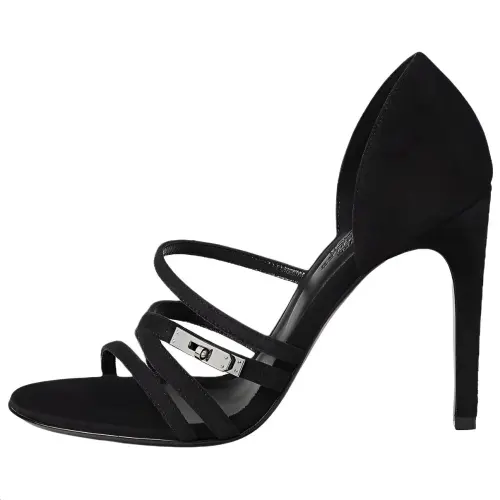 HERMES Lipstick One Strap Sandals 10.5cm Women's Black