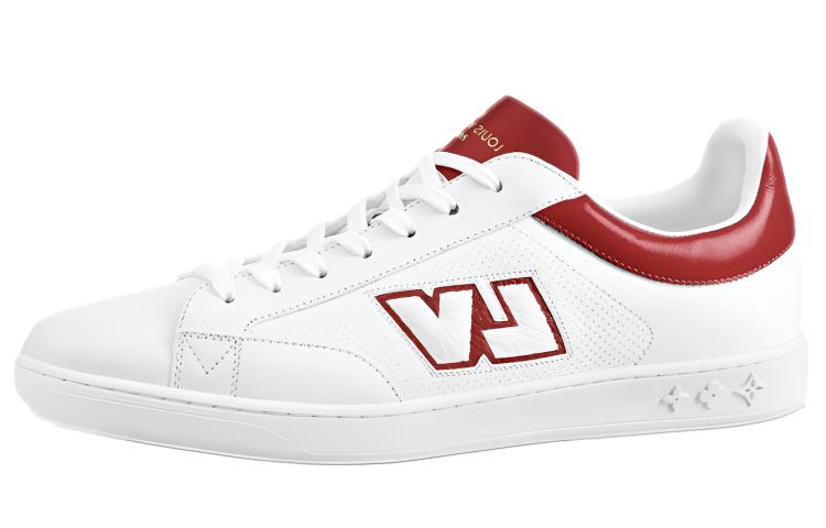 LOUIS VUITTON Luxembourg Stylish Skateboarding Shoes Men's White Red