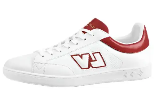 LOUIS VUITTON Luxembourg Stylish Skateboarding Shoes Men's White Red
