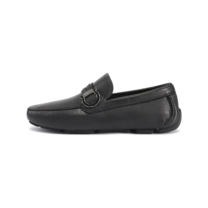 FERRAGAMO Gancini Calipso Cow Leather Casual Shoes Men's Black